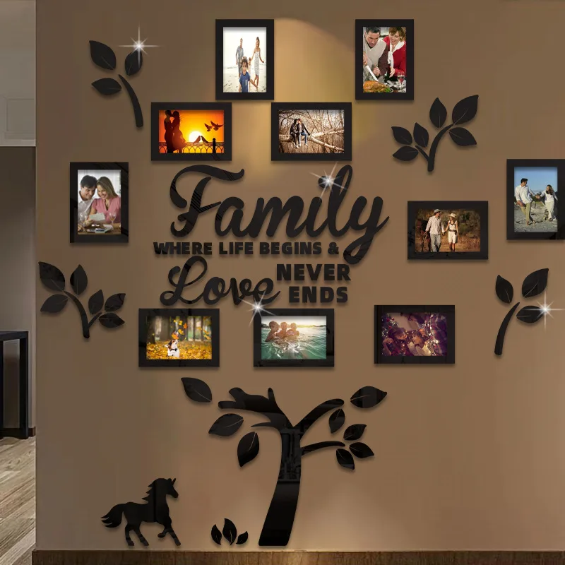 

DIY Family Photo Tree Wall Sticker for Living Room,Kid Bedroom, Home Decor, Acrylic Mural Stickers, Mirror Wall Art Wallpaper