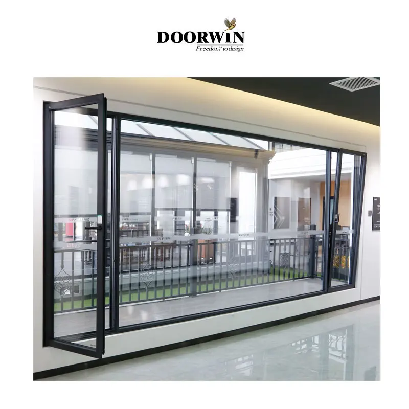 Прямая поставка с завода Doorwin, Тепловой разрыв, черные алюминиевые окна с порошковым покрытием, алюминиевые оконные окна на заказ