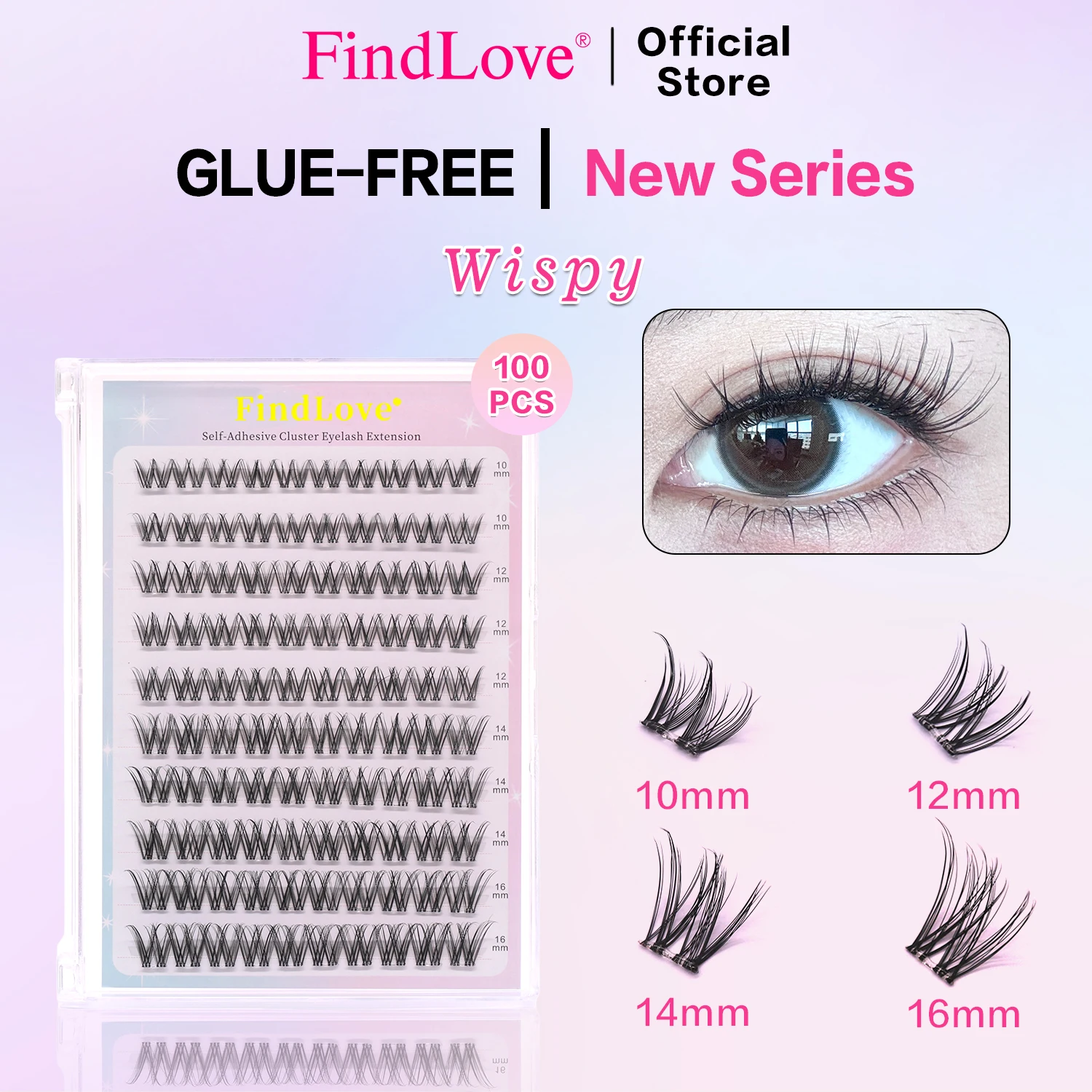100Pcs Pre Glued Lashes Natural Lash Clusters 2026 Best Sell Wispy Findlove Makeup Kit Can Reusable Travel Easy Remove Eyelashes