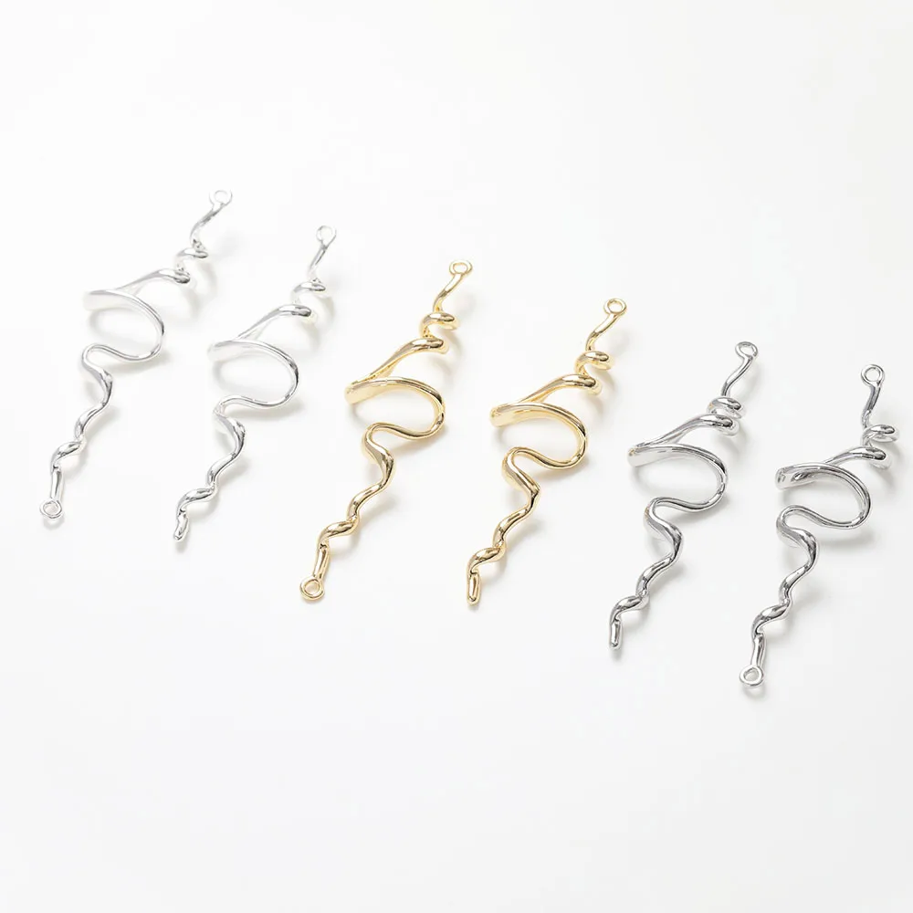 4PCS The Strip Is Irregular Pendant Connectors Charms for Jewelry Making Diy Earrings Supplies Brass 14k Gold Plated  13*46mm