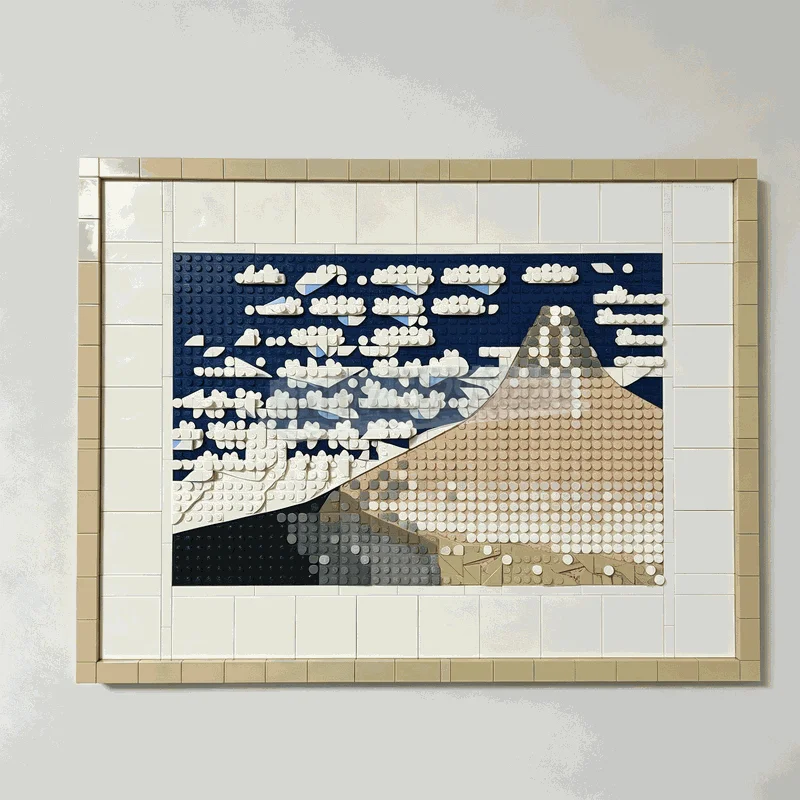 1639PCS Red Fuji Mountain Landscape MOC Creative Building Blocks Model Custom Puzzle DIY Assembly Art Display Collectible Gift