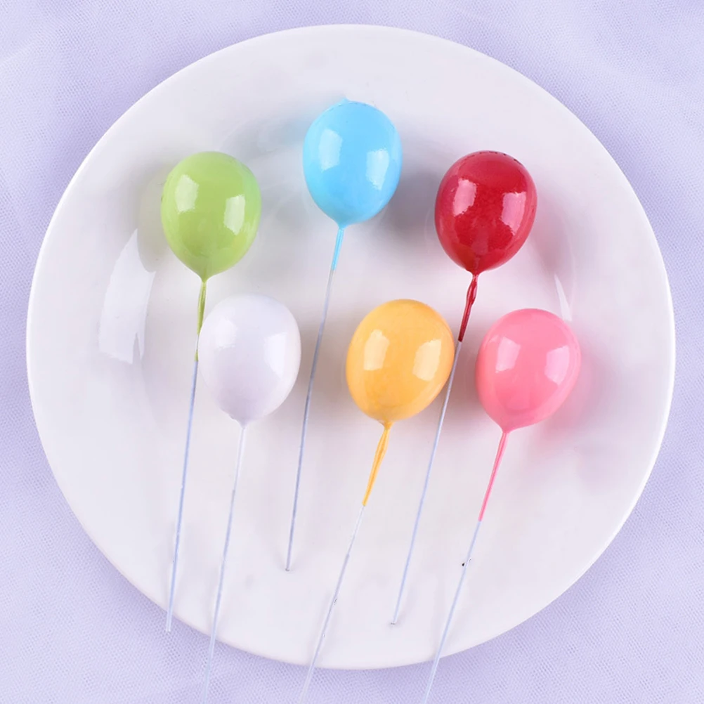 

18 Pcs Birthday Cake Insert Balloon Cupcake Toppers Make Colorful Picks Decorating