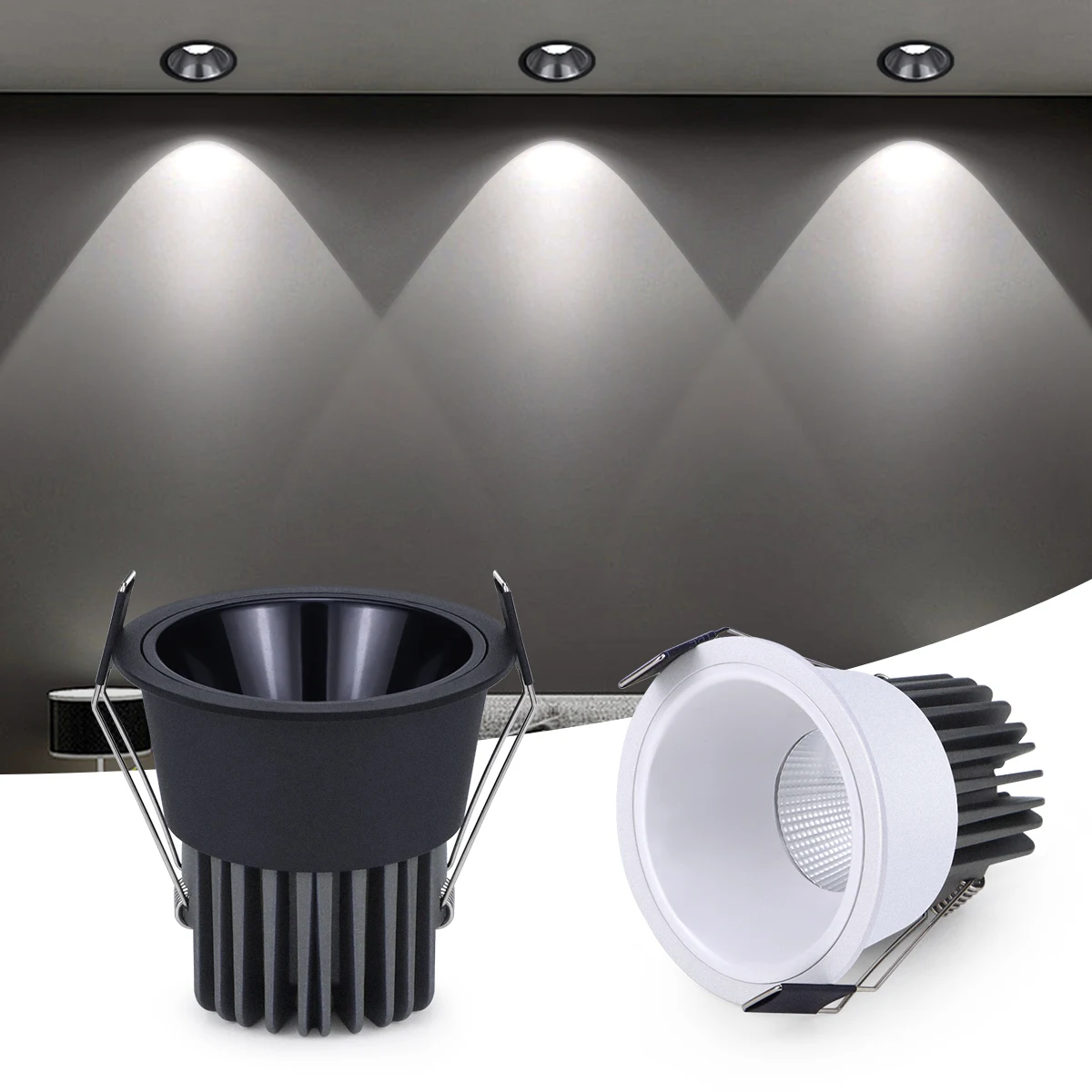 

High Quality Recessed Aluminum COB LED Spot Light 7W 12W LED Spotlight Bulb 110V 220V Downlight Ceiling Lamp Home Lighting Decor