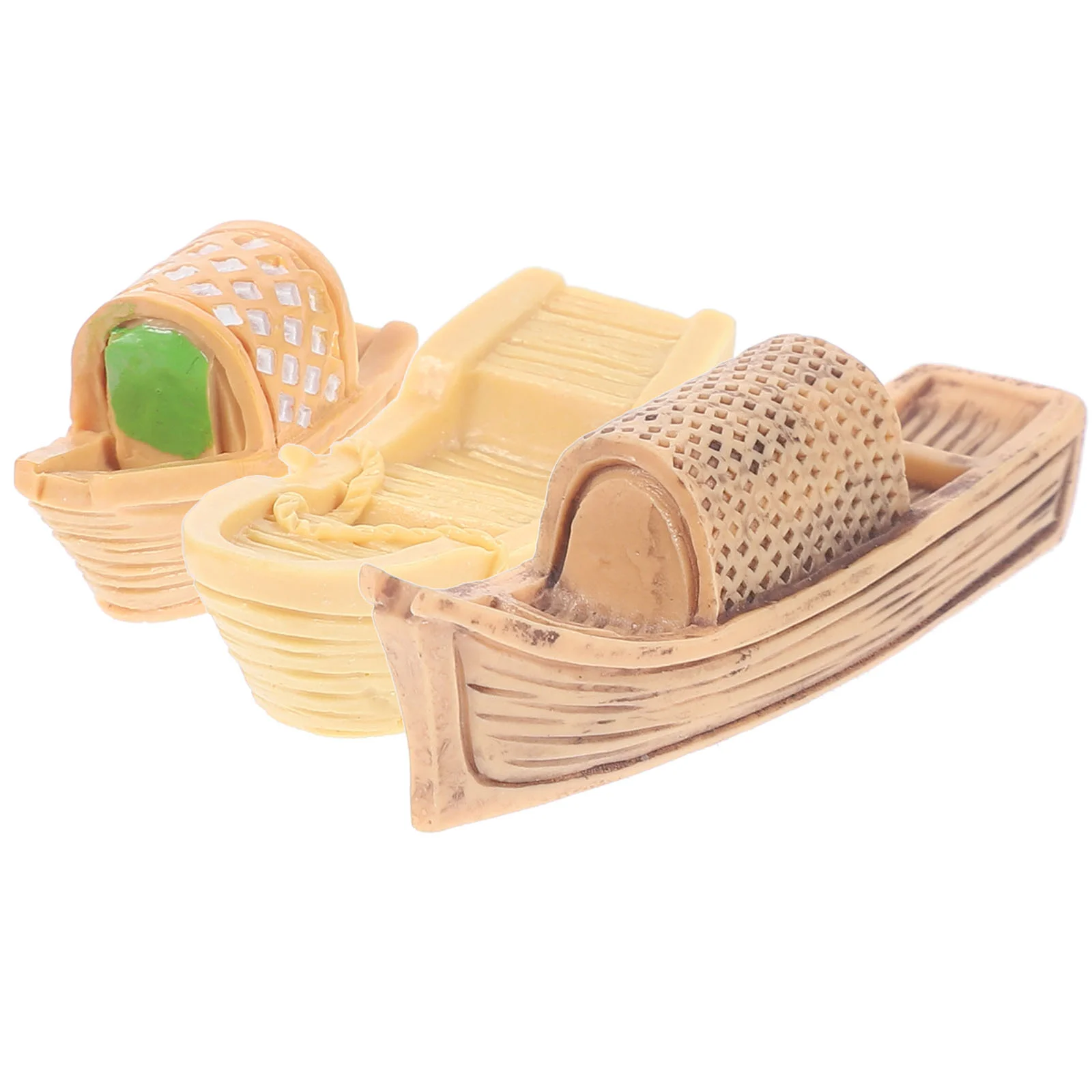 3 Pcs Micro Landscape Model Miniature Boat Decorations Figurine Resin Beach Theme Decors