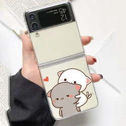 Cartoon Cute Cats Phone Case for Samsung Galaxy Z Flip 5 ZFlip 6 ZFlip 7 Transaprent Cover for Samsung ZFlip 4 Z Flip 3 Fundas