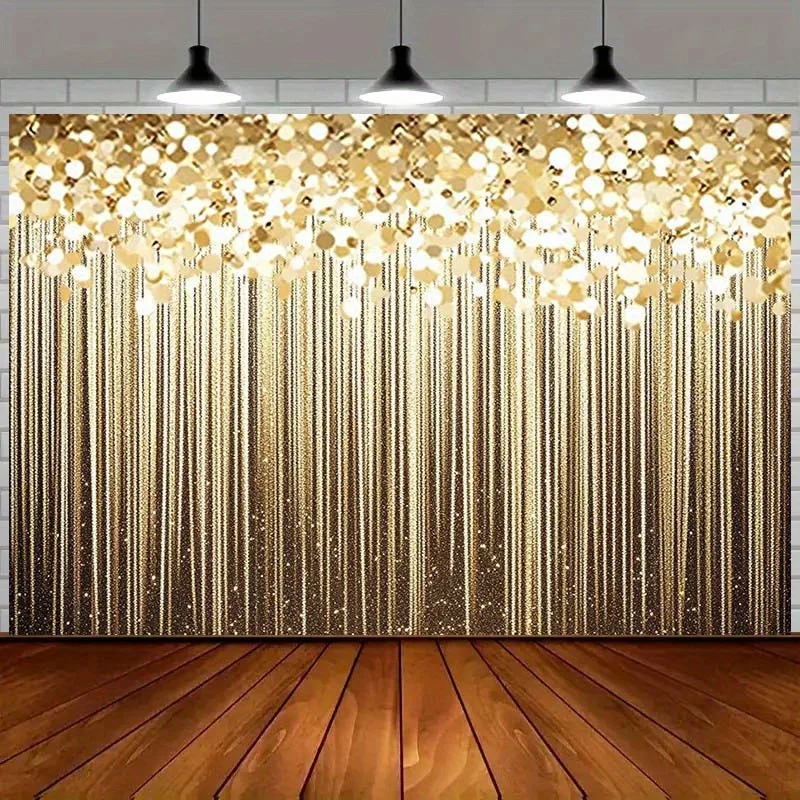 قطعة واحدة من خلفية الحفلات المزخرفة بالخرز الذهبي الأنيق - عيد الميلاد، التأكيد، المناولة الأولى - ديكور الحفلات #4