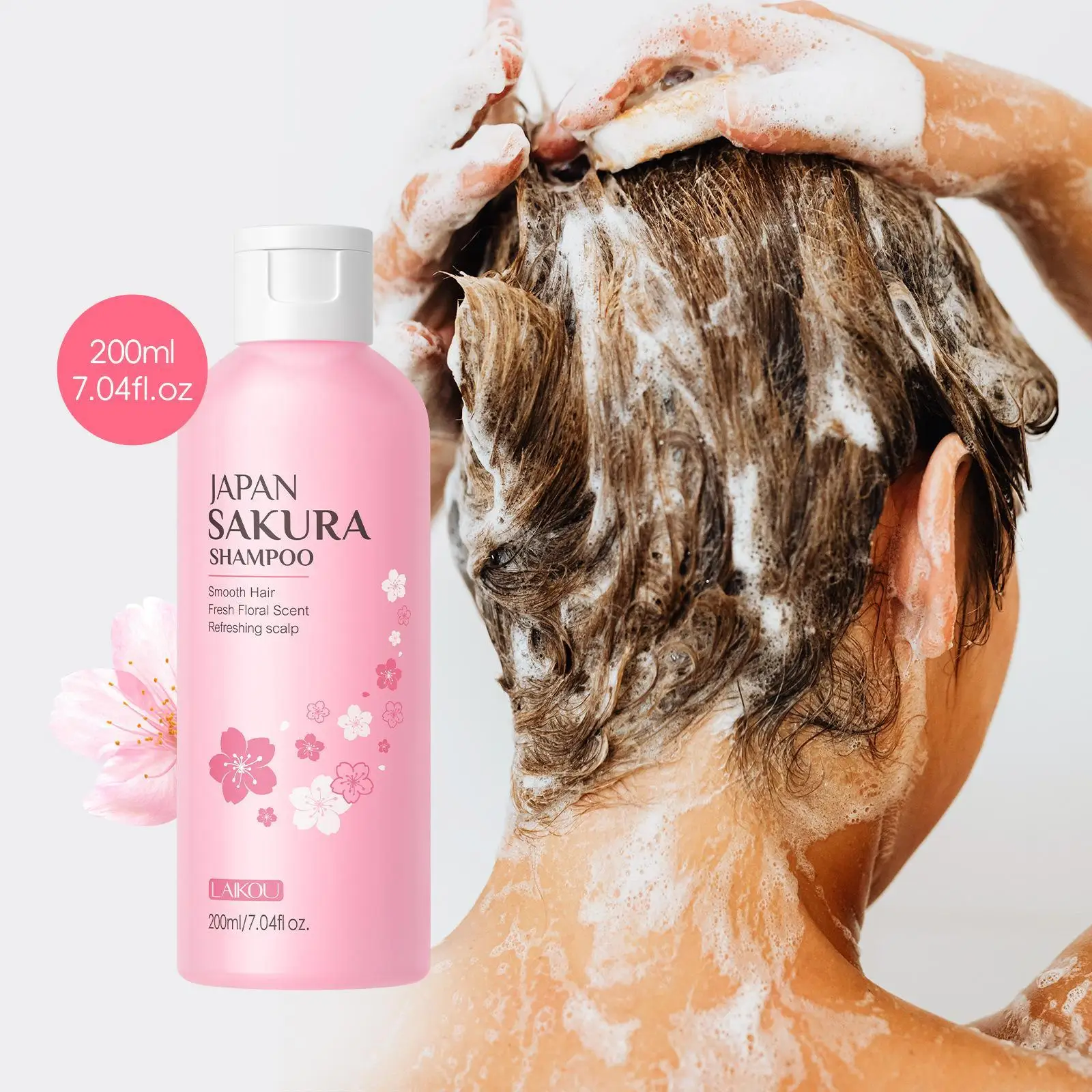 Softening Sakura Shampoo for Dry Hair Moisturizing Lightweight Wash Gentle Daily Care Long Lasting Cherry Scent 200ml