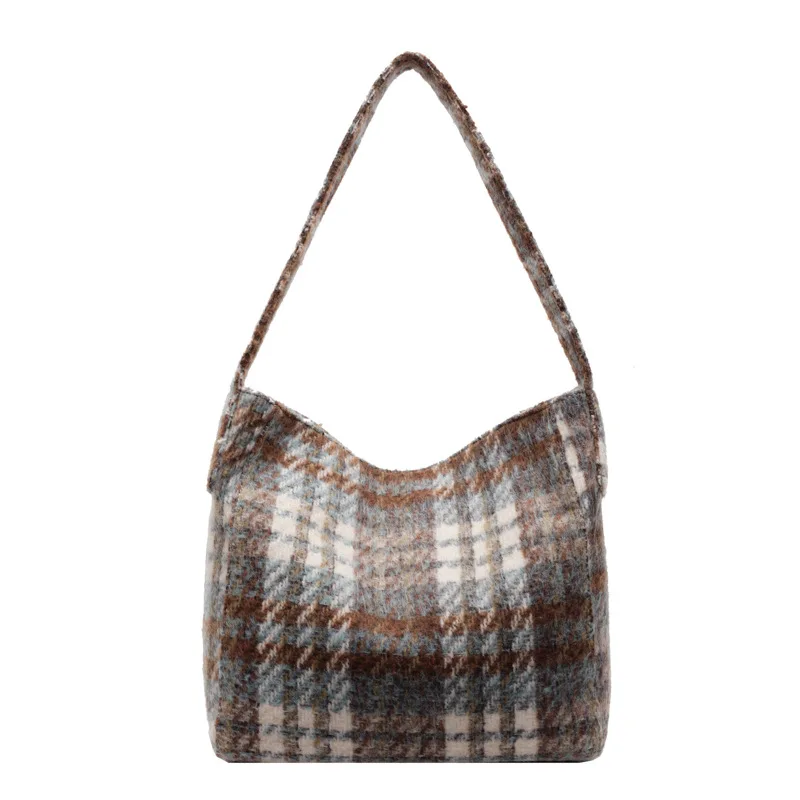 Bolso de mano a cuadros a la moda de otoño e invierno para mujer, nuevo bolso de hombro de gran capacidad de gama alta, bolso de viaje de estilo extranjero 2024