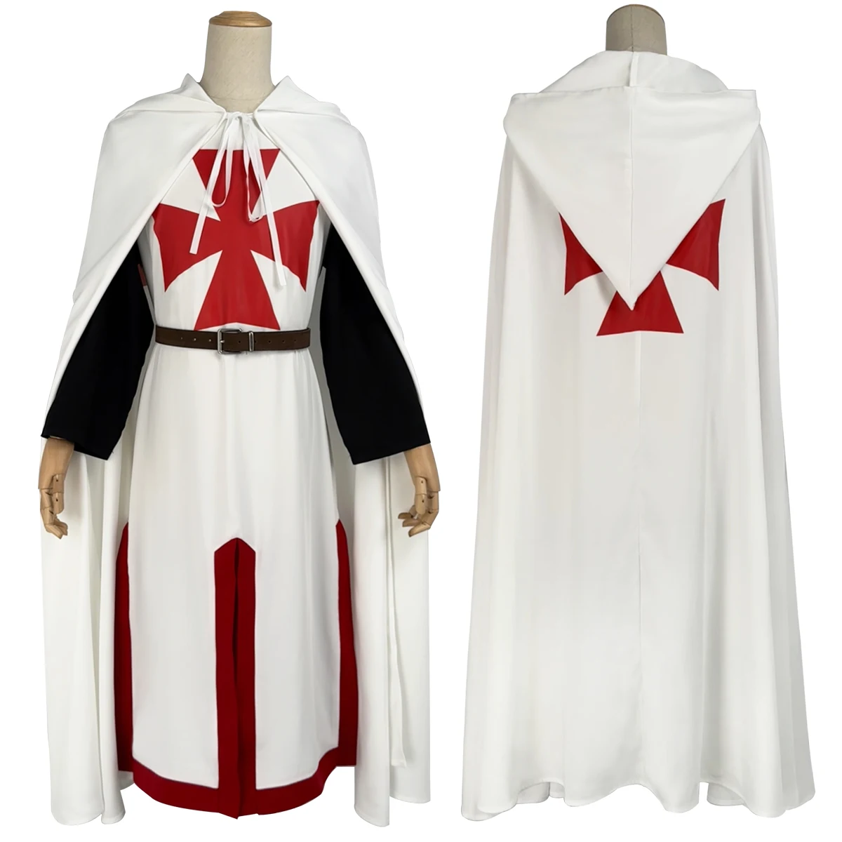 Disfraz de Caballero Templario Medieval HOLOUN con Capa con Capucha para Cosplay, Conveniones, Halloween, Navidad y Fiestas