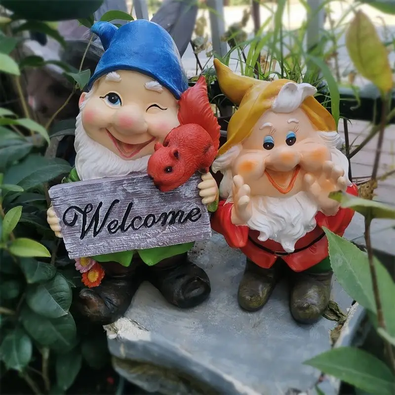 Garden Cartoon Goblin Elf Resin Ornaments Outdoor Courtyard Sculpture Balcony Landscape Decoration Kindergarten Bonsai Crafts