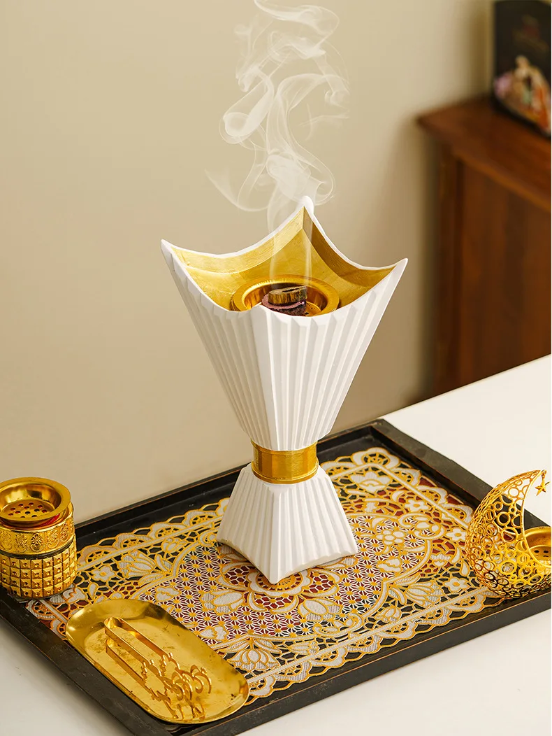 Modern Square Corner Holy Grail Incense Burner Light Luxury Aromatherapy Burner Home Living Room Desktop Decoration Ornament