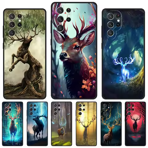 Animal Deer Art phone case For Samsung Galaxy S24 S23 S22 Ultra Note 10 20 Plus S8 S9 S10 S20 S21 FE Cover