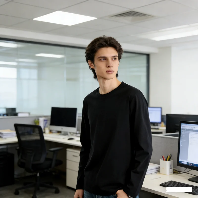 Spring And Autumn Men's Mercerized Cotton Long Sleeve T-shirt With Bottoming Shirt 100% Cotton Top