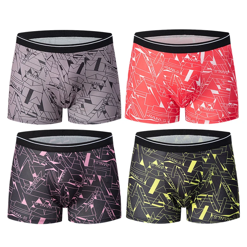 4 Piece Set Of Four Seasons Men's Flat Corner Pants With Dazzling Colors Fashionable Letters Sporty And Comfortable Casual Short