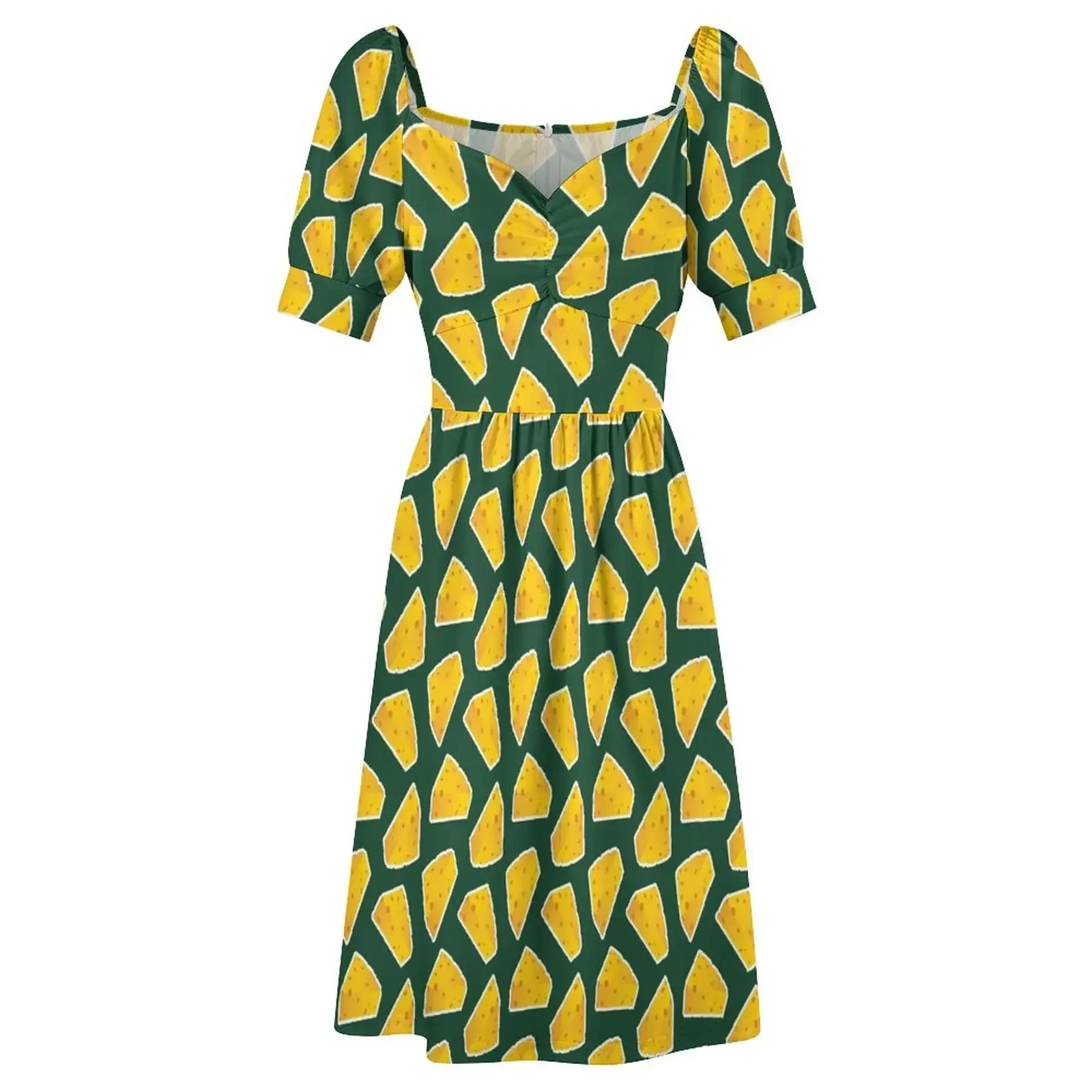 Green Bay Packers Pattern, Green Background Short-Sleeved Dress Dress vintage loose women's dress