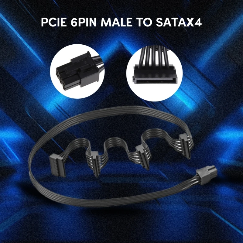 Kabel Modular Daya 6pin Siku Kabel Datar Hitam Kabel Modul PCIE 6P