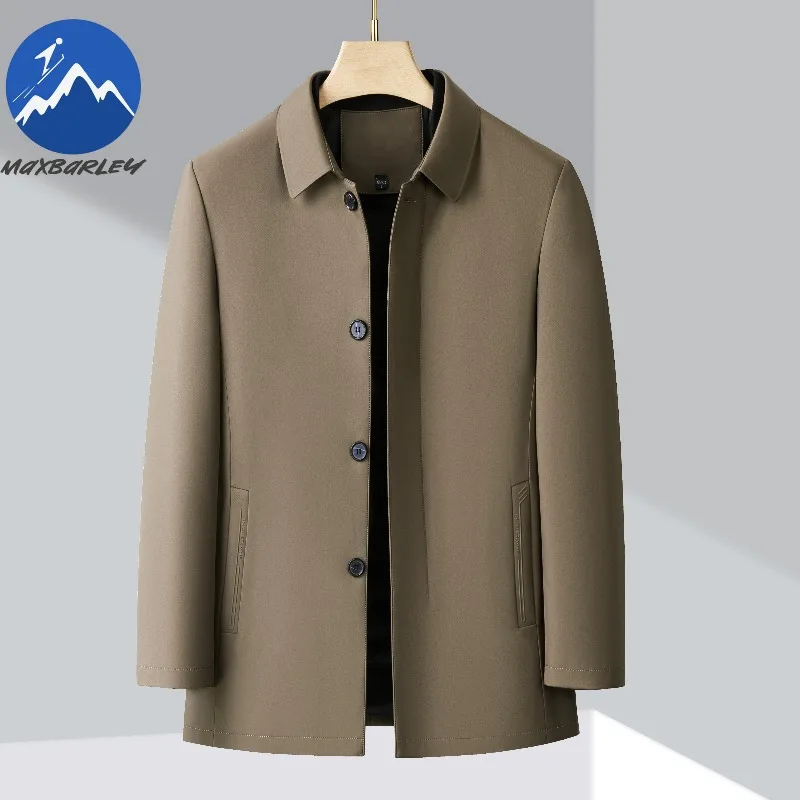 Maxbarley Men Down Jacket Turndown Collar Commute Office Lightweight Puffer Coat Trendy Detachable Inner Layer Warm Winter Coat