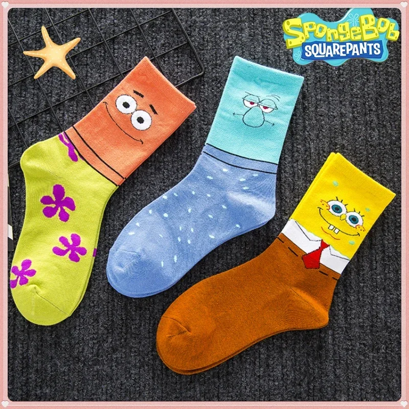 SpongeBob Socks Anime Patrick Star Cotton Sock Soft Warm Elastic Socks High-Top Breathable Basketball Socks Halloween Gifts