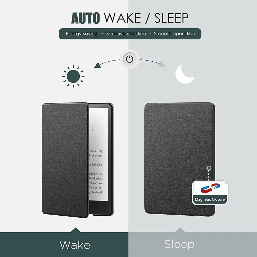 For Kindle Basic 2024 (12th Generation) Smart Case Folio Cover Leather 6 inch e-Reader Protective Shell C2V2L3 Auto Sleep/Wake