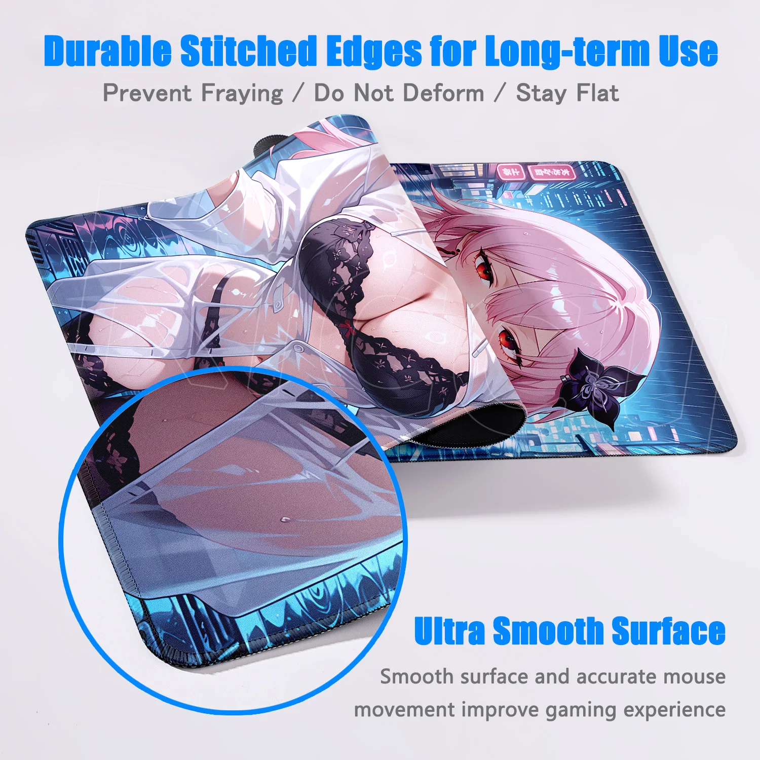 Kawaii Girl Evernight March 7th Mouse Pad Honkai Star Rail Gaming Anime Mousepad Non-slip Desk Mat Large Protector Keyboard Pads