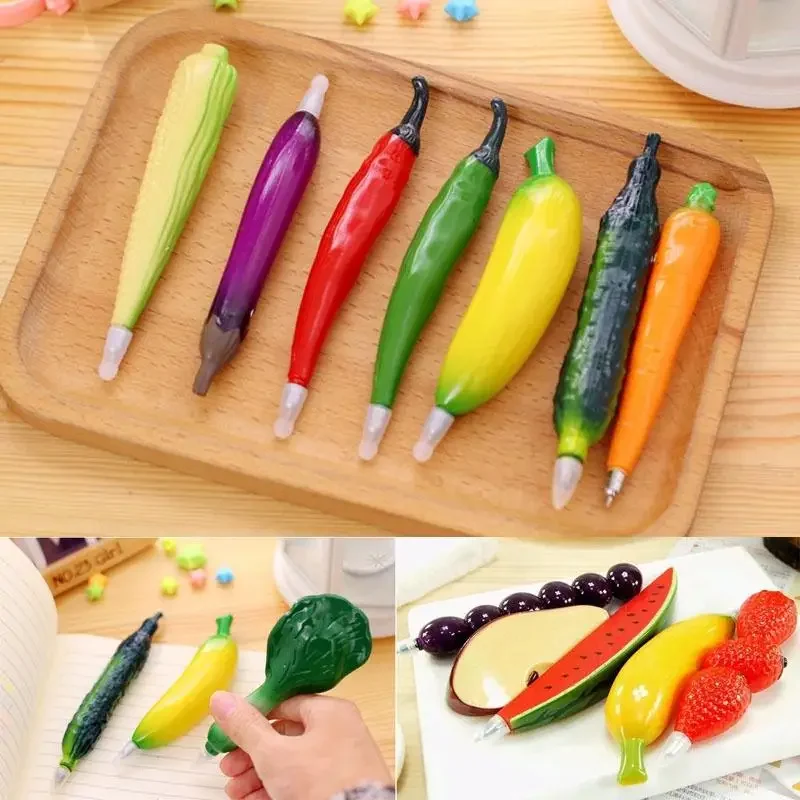 2Pcs Creative Style Ball Pen with Cartoon Fruits and Vegetables