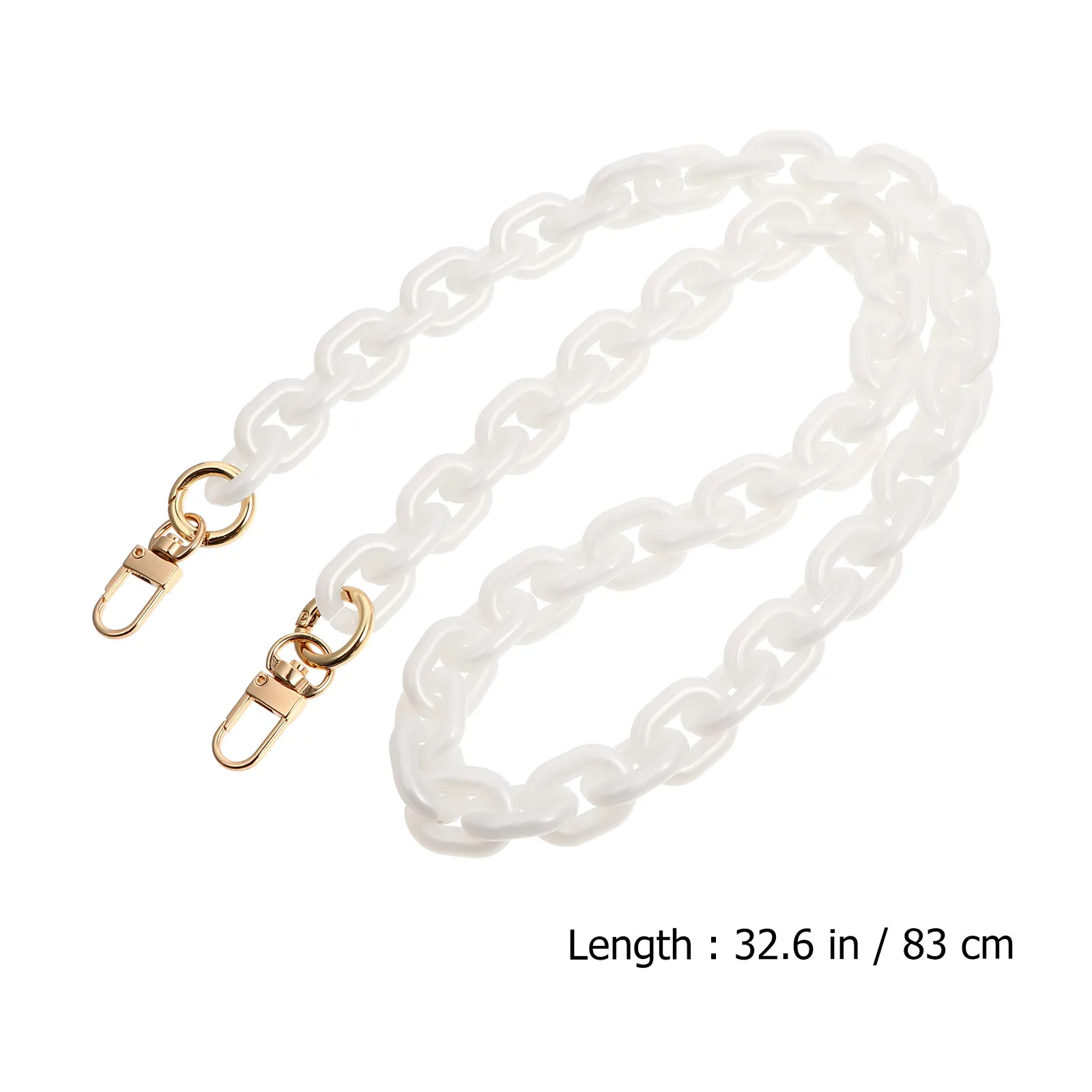 Resin Handbag Chain White Detachable Bag Strap with Dual Metal Buckles for Tote Purse Clutch Replacement DIY Upgrade