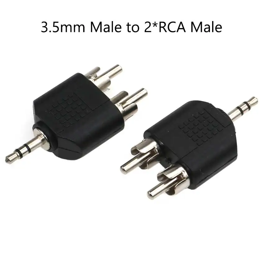 YuXi 1pc 3.5mm Audio Stereo Jack Female To 2 RCA Male Audio Jack Connector Adapter Converter for Speaker Power Amplifier