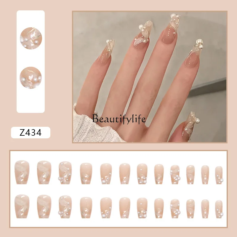 Diamond Wearing Nail Finished Products Popular Nail Art Tablets Innocent Girls Show White and Ice