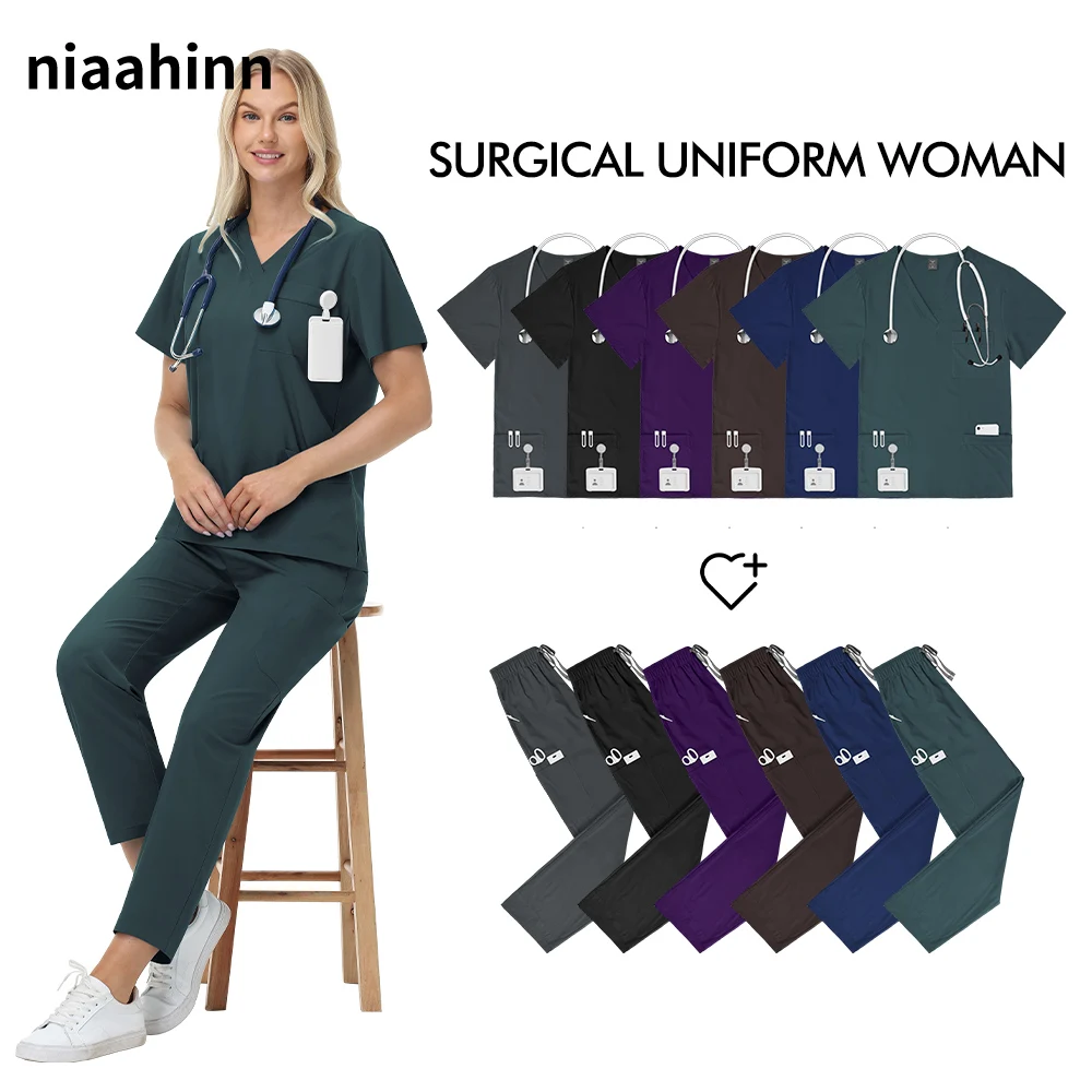 

Pet Hospital Nursing Uniforms Beauty Salon Hand Washing Workwear Multicolor Doctor Nurse Accessories Short Sleeved Brush Overall