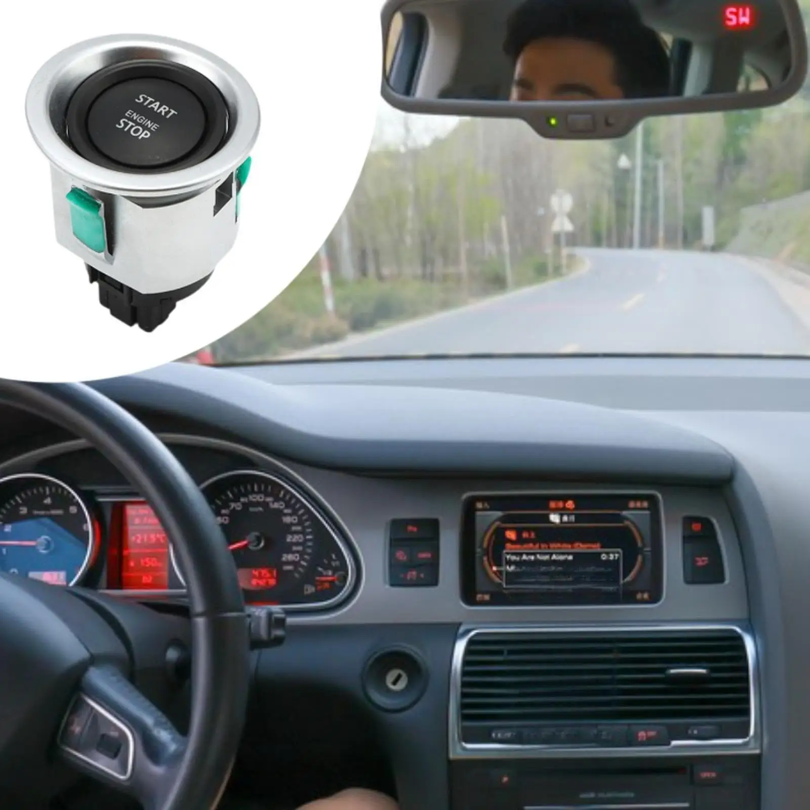 

ABS Car Start Button Round Push Engine Stop Switch Replacement for Land Rover Range Rover 2010-2013 LR050802