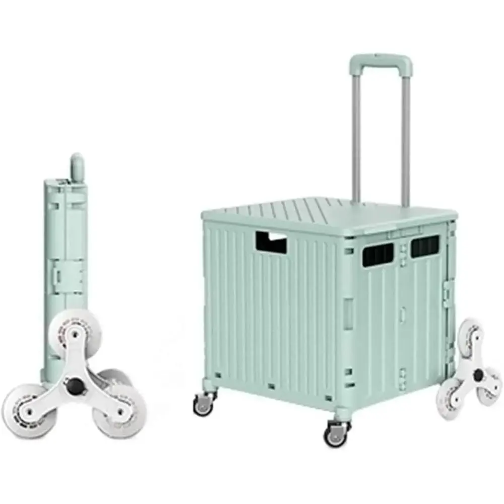 

Зеленая складная тележка на 8 колесах объемом 45 л с ручкой для покупок, хранения багажа и подъема по лестнице