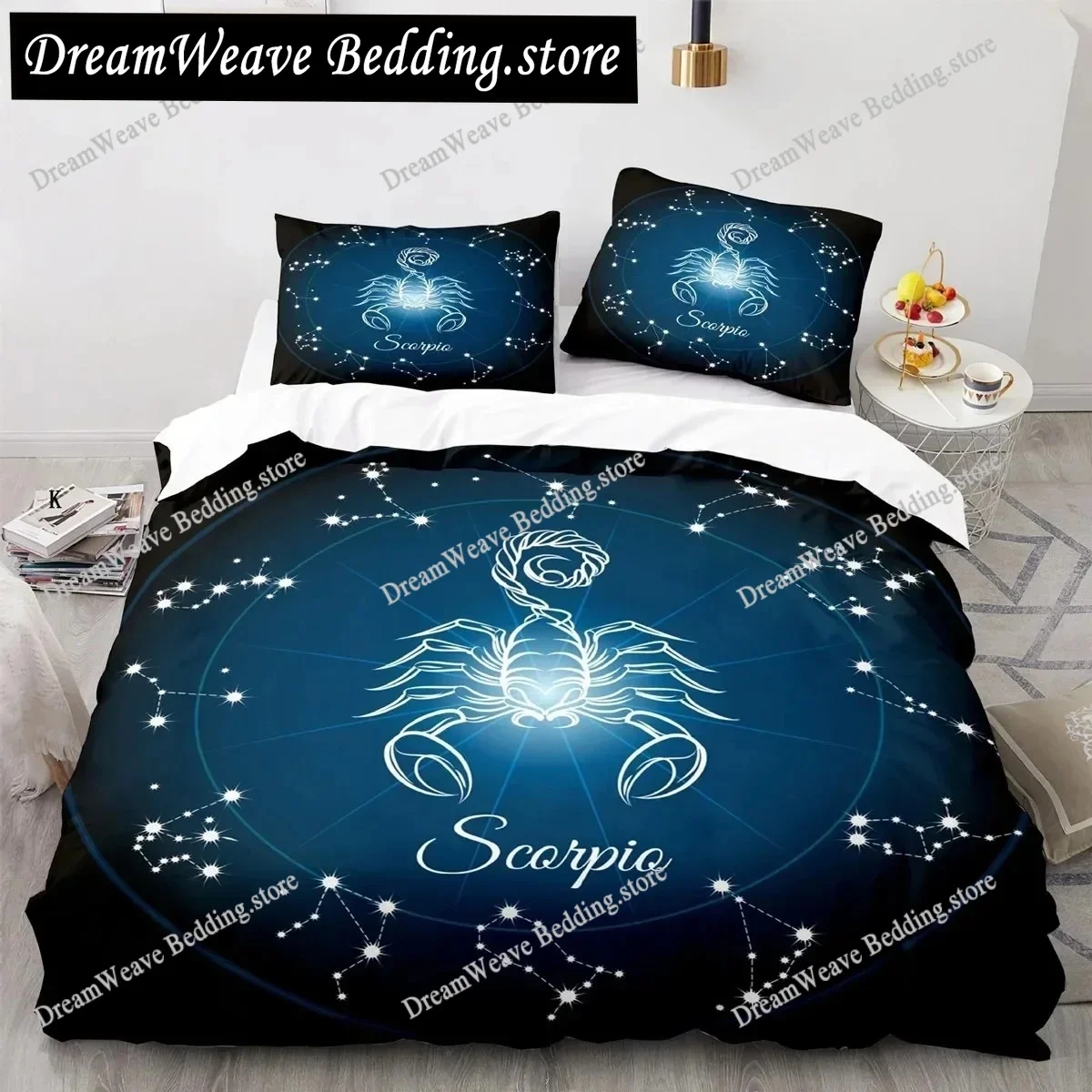 

Galaxy Theme Constellation Duvet Cover Set Aries Twin Bedding Set King Size Polyester Polyester Quilt Cover Luxury Gift