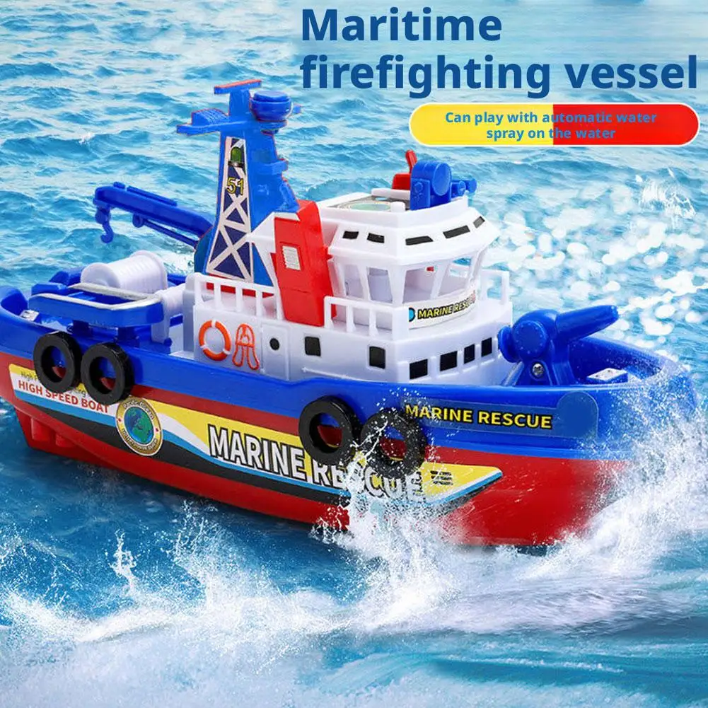 1/2/3/4/5PCS Children's Sprinkler Electric Boat Bathing Toy Rescue Model Fire Boat LED 3-6 Year Old Puzzle Toy with Light