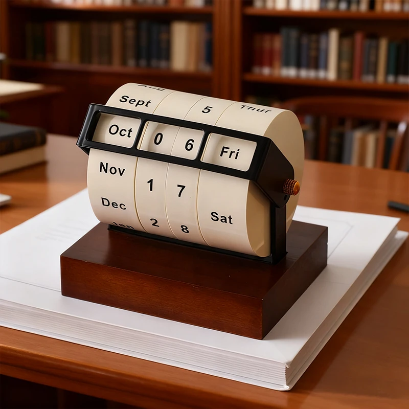 Calendrier perpétuel à roue, grand calendrier de bureau rotatif, ornements de bureau, calendrier perpétuel, compte à rebours