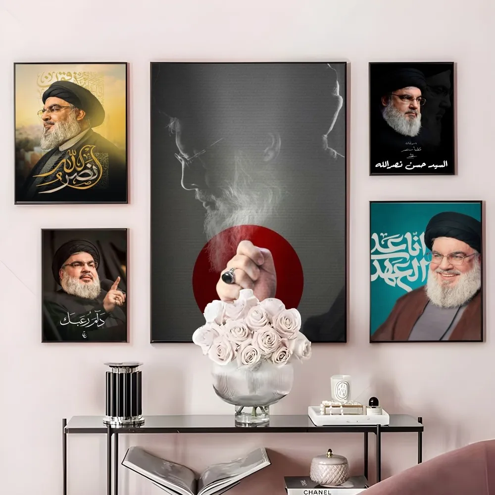 

Famous Lebanon Hassan Nasrallah Poster Room Decor Home Wall Art Decoration Waterproof Bathroom Room BedRoom Posters Gift
