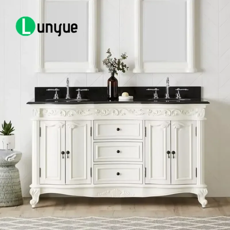 Traditional White Solid Wood MDF Bathroom Vanity with Ceramic Sink Waterproof Storage Cabinet for Modern Home Decor Durable