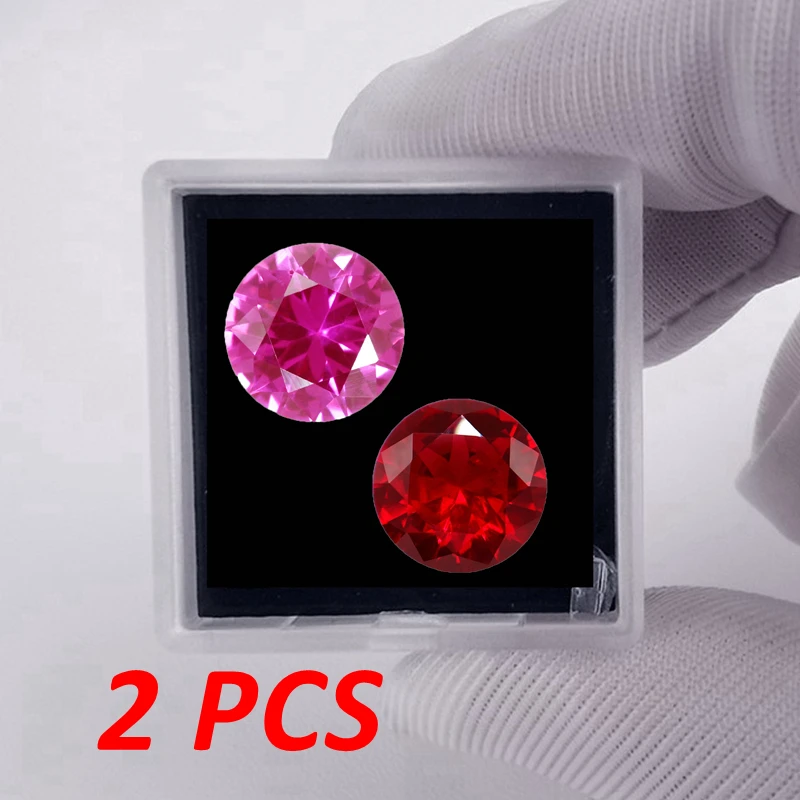 

2 PCS Fluorescent Ruby UV Test Gem 15.0mm Large Round Cut VVS Loose Gemstones for Jewelry Making and Collecting Precious Stone