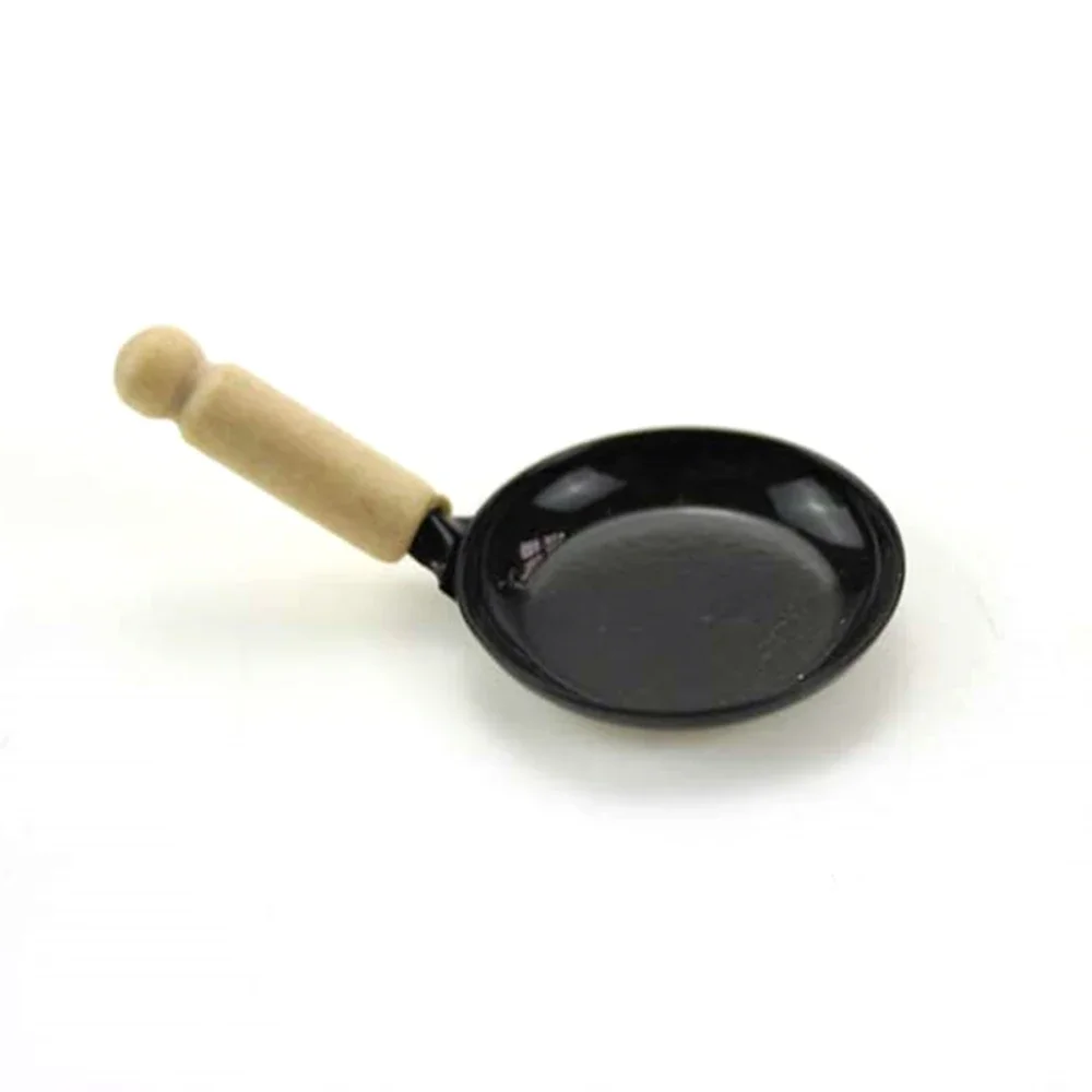 1/12 Dollhouse Miniature Accessories Mini Metal Pan  Simulation  Frying Pan Kitchen Pot Model Toys for Doll House Decoration