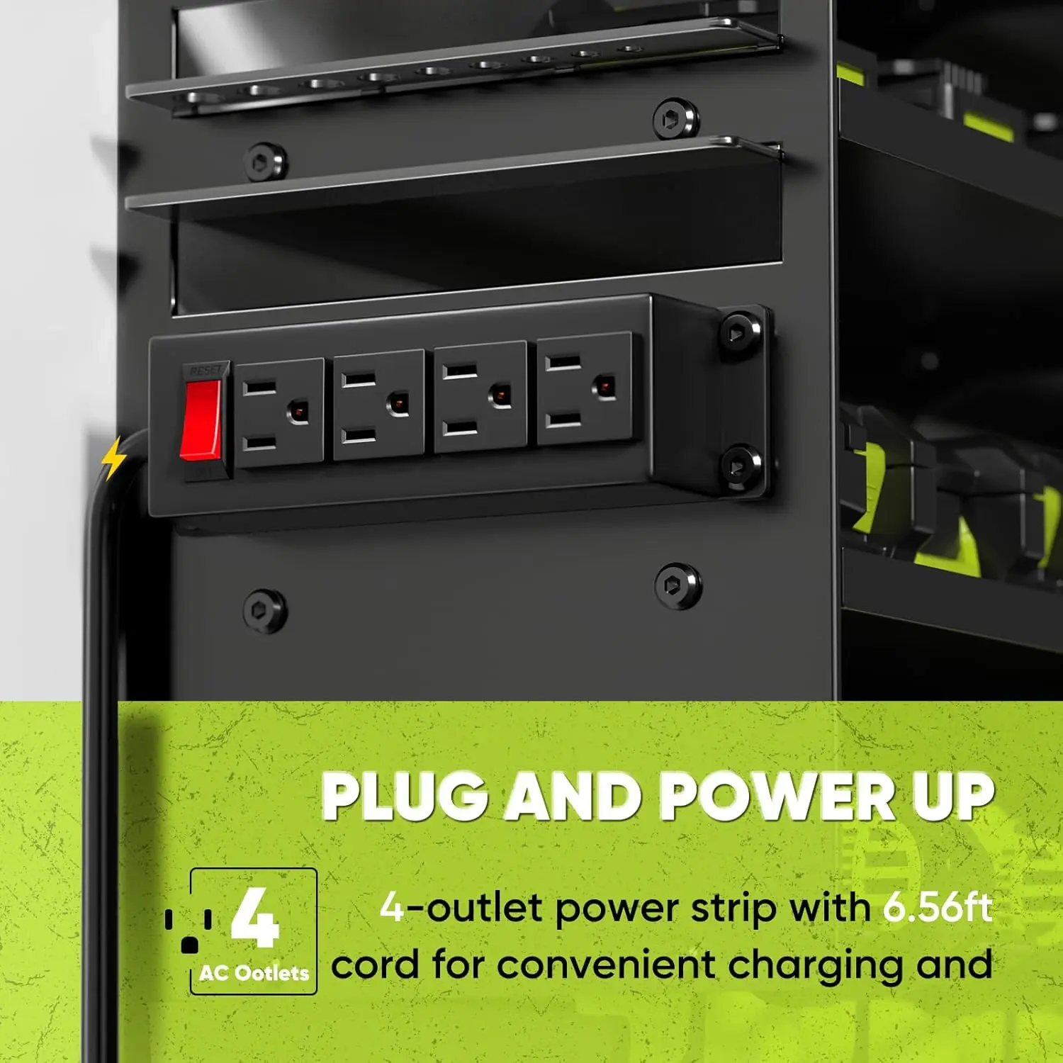 

Large Power Tool Organizer Wall Mount with Charging Station,4 Layer Heavy Duty Metal Tool Storage Rack Loads 600lbs,Hot Sale