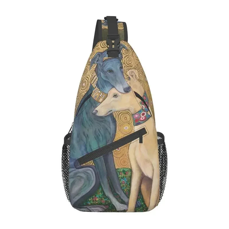 Gustav Klimt Greyhound Dog Sling Bags for Cool Whippet Sihthound Dog Shoulder Chest Crossbody Backpack Cycling Camping Daypack