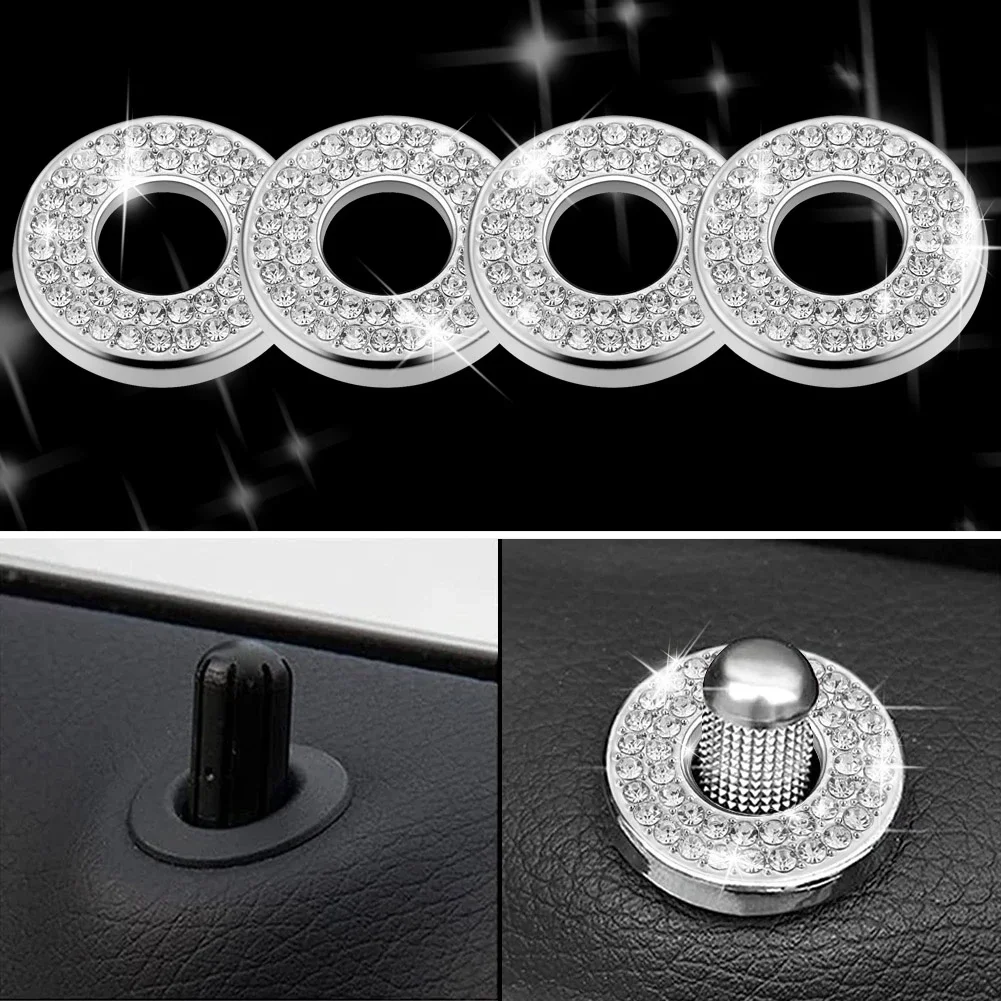 

Crystal Bling Car Door Lock Pull Rod Cover Stickers Set 4pcs Fit for Mercedes Benz E Class and C Class