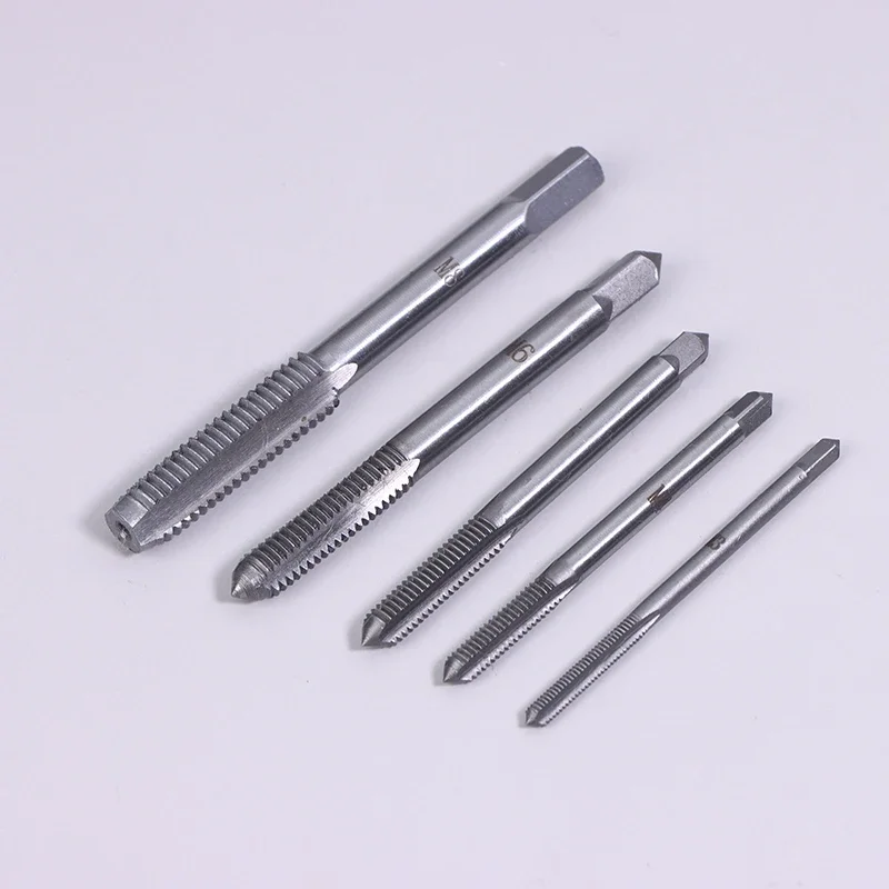 5Pcs/Set M3/M4/M5/M6/M8 Bor Ulir Baja Bearing Taper Hand Spiral Point Straight Fluted Screw Thread Tap Drill Punching Wrench Hand Tools