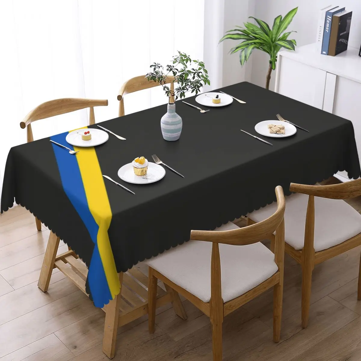 Customized Rectangular Waterproof Oil-Proof Ukraine Stripe Flag Tablecloth Table Cover 45