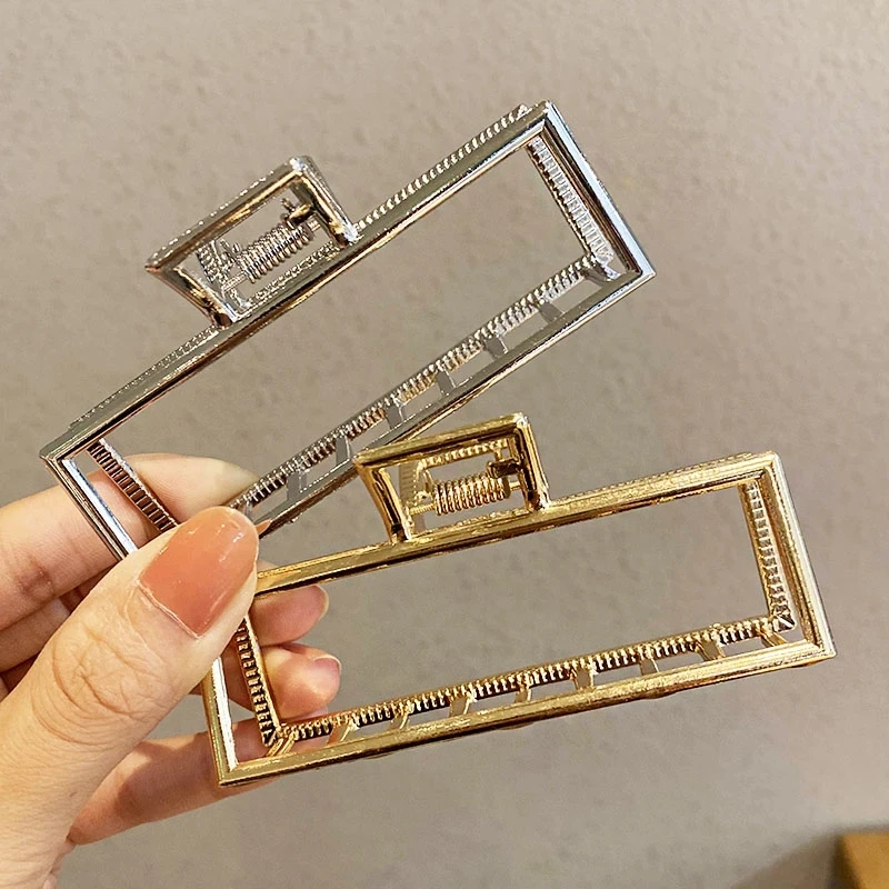Neue Elegante Gold- und Silber-Haarspangen mit Geometrischem Hohlmuster, Metall-Haarklammer, Haarband, Krabben-Haarclips, Modische Haaraccessoires für Damen – Detail 5