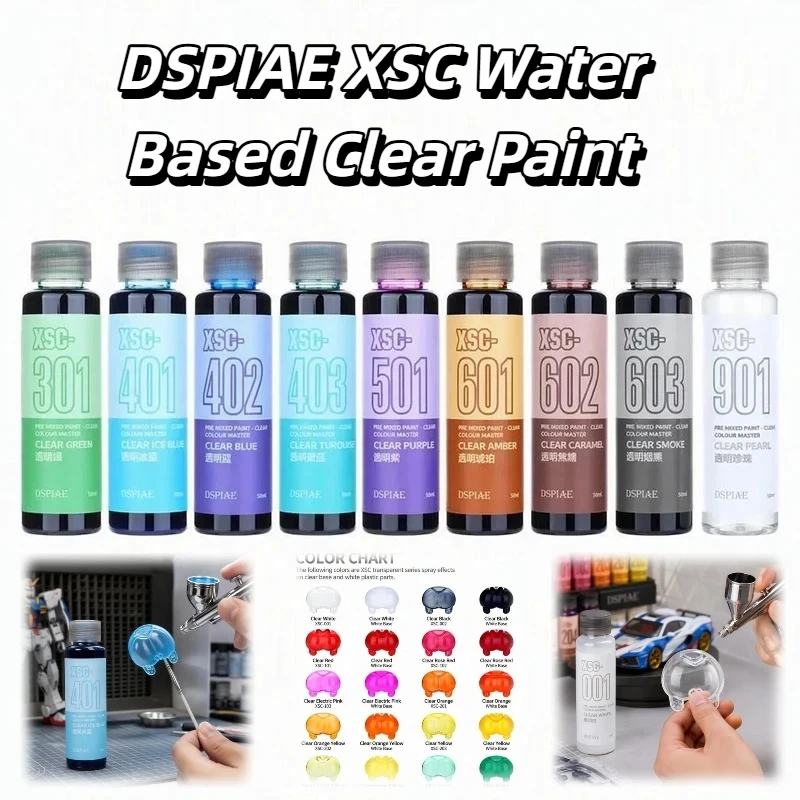 Dspiae Xsc Water Based Clear Paint 50ml Pre Mixed Transparent Color Airbrush Model Hobby Diy Color Pigment Tool Handicraft Lover