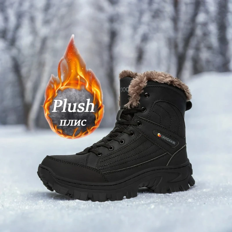 

Winter Mens Boots Outdoor Non Slip Hiking Boots Lace Up Platform Boots Winter Super Warm Snow Boot Winter Sneakers for Men Botas