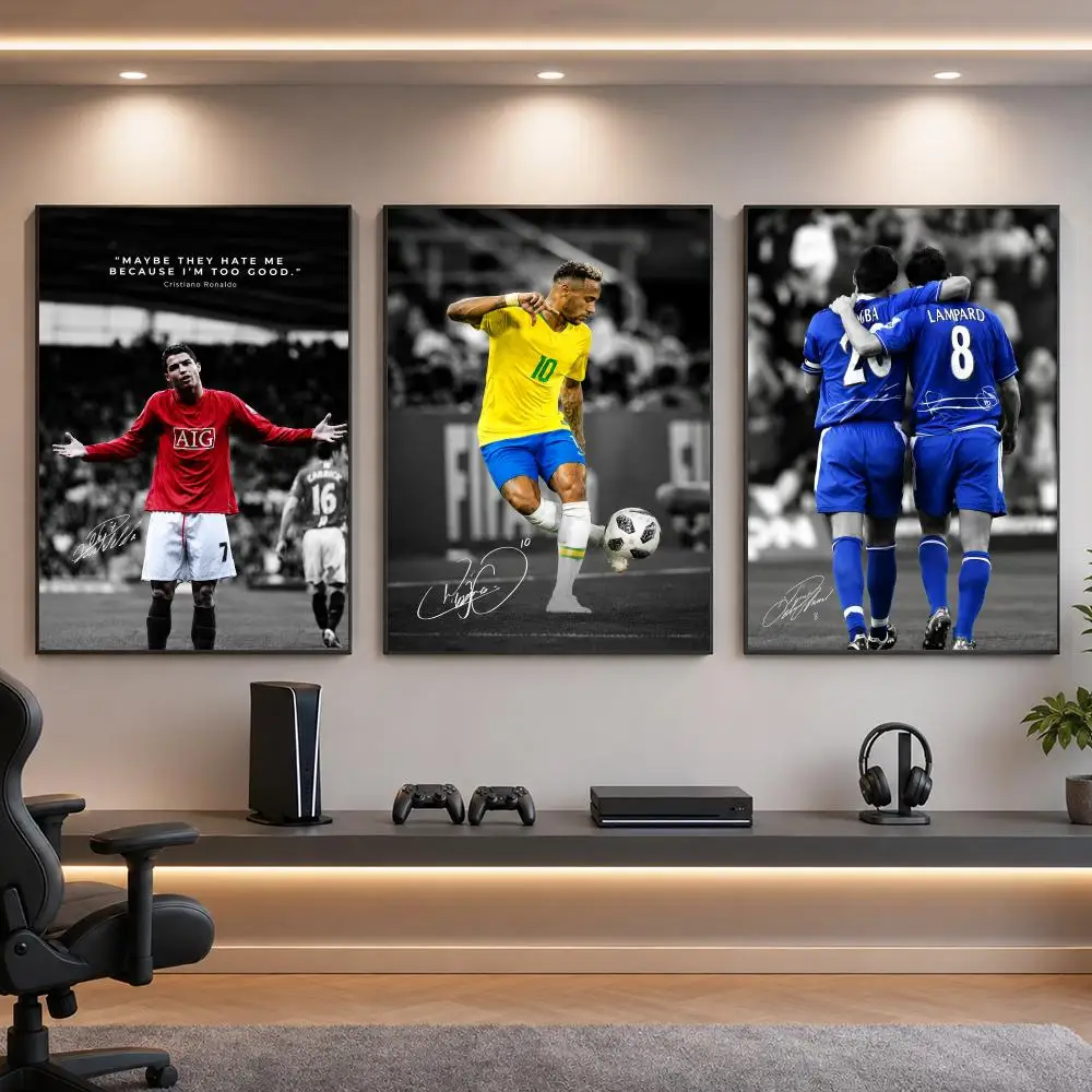 Sport Soccer S-Soccer Sport Player Portrait Poster HD Removable Wall Art Gift Bedroom Lounge Dorm Office Gaming Cafe Bars