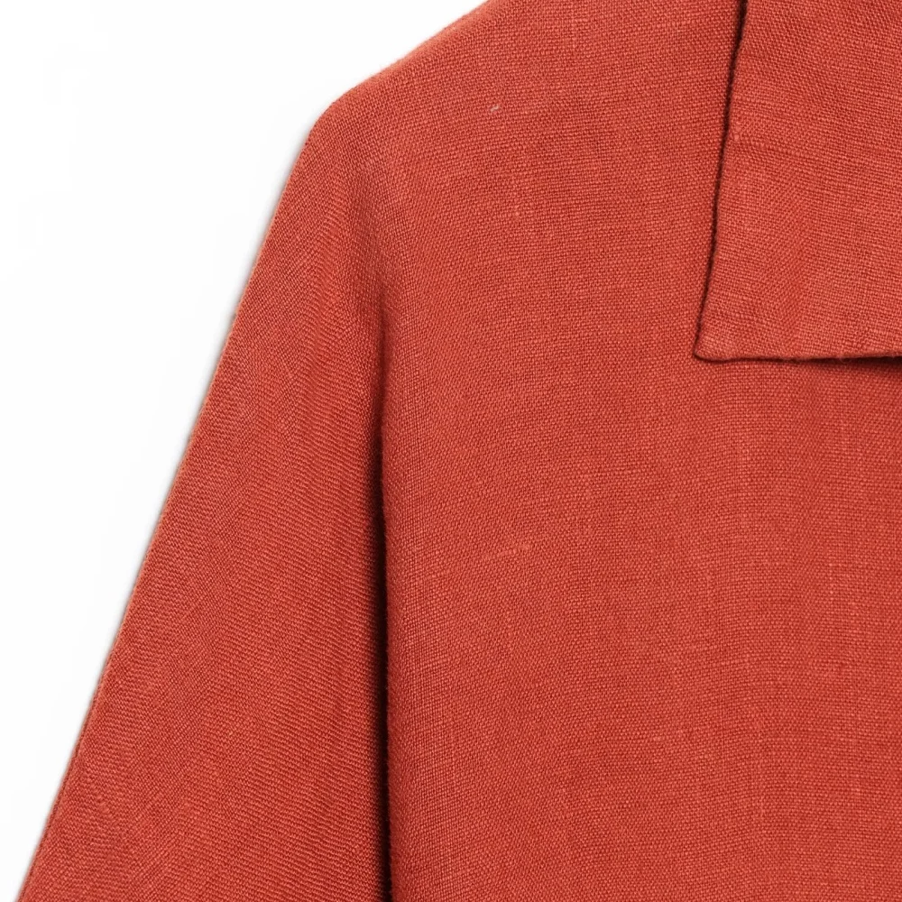 リネン混紡ロングシャツワンピース 無地 ルーズフィット フリップカラー 七分袖 夏新作 レディース カジュアル ロングワンピース