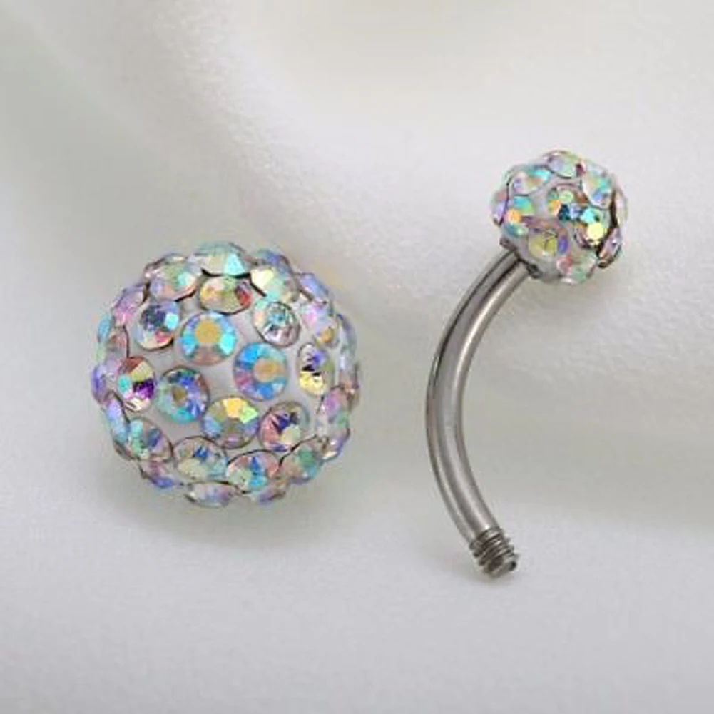 1PC Double Crystal Balls Belly Button Ring Colorful Navel Piercing Body Jewelry For Ladies All-match Sexy Navel Body Piercing