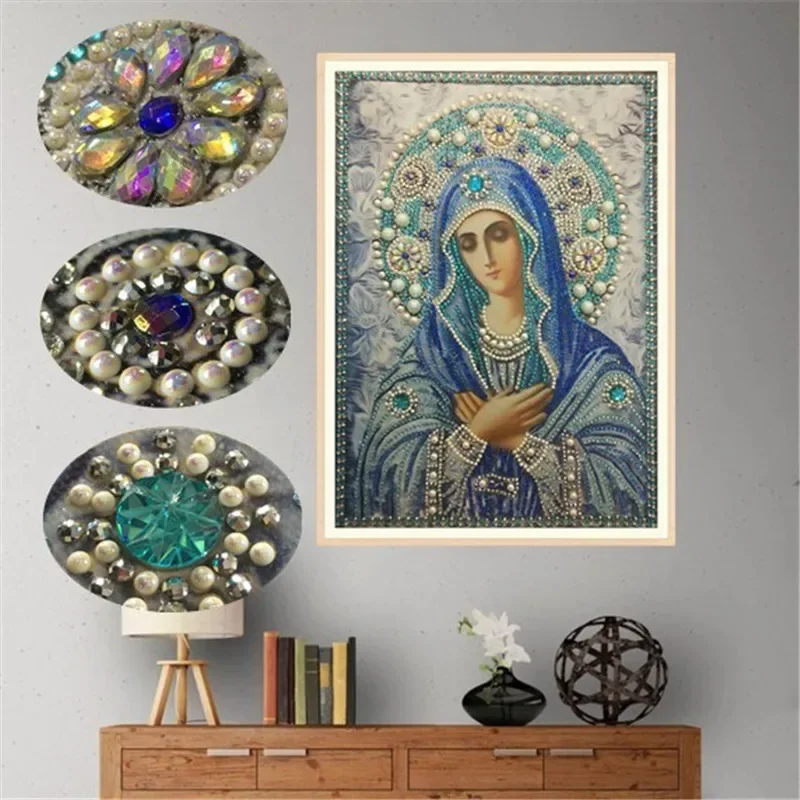 Special Shaped Round Crystal Drill 5D DIY  Diamond Painting Embroidery Icon Religion Rhinestones Cross Stitch Gift Decor